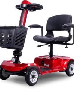 Movcan X-02 4 Wheel Mobility Scooter for Adults&Seniors 300W Motor Upto 5 MPH Long Range 13Miles Dual 12V 12Ah Removable Batteries with Basket,419LB Capacity, Foldable Wheelchair,All-Scenario,Red